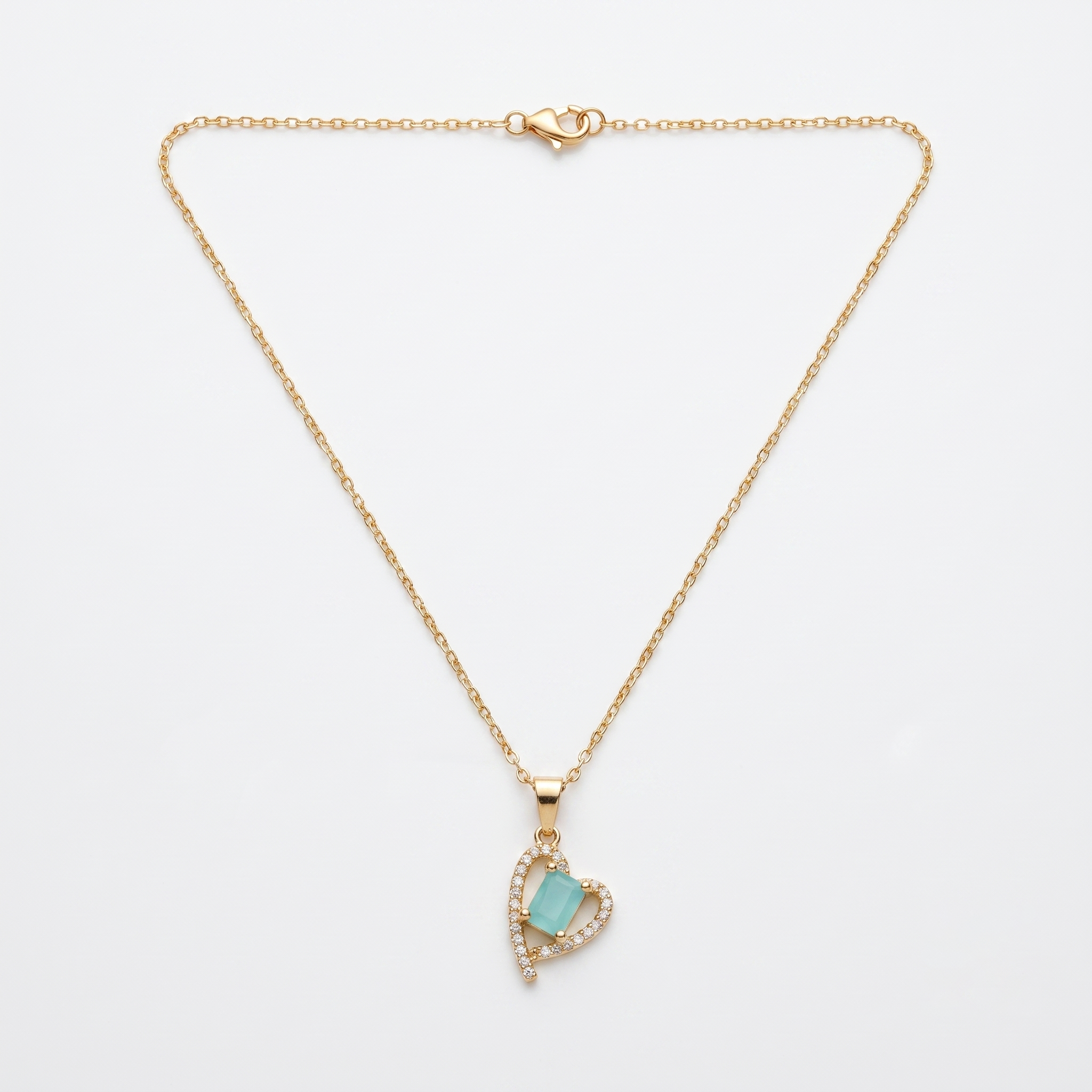 Zarvea Aqua Embrace – Gold-Tone Heart Necklace for Women