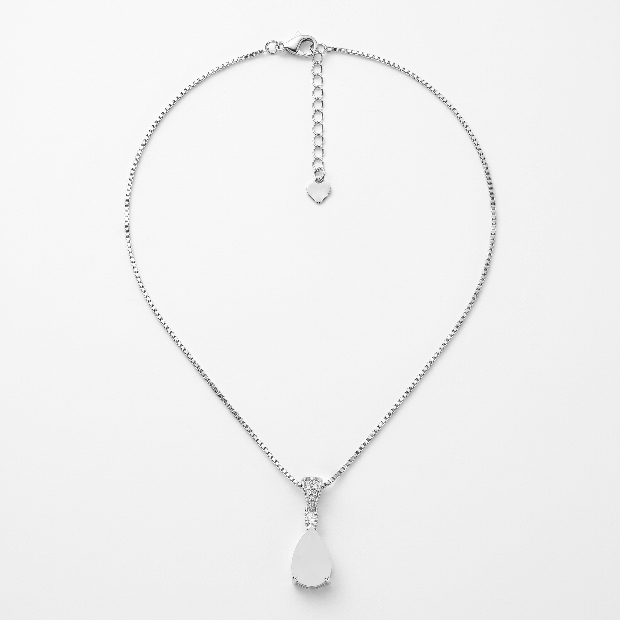 Zarvea Ivory Dew – Silver-Tone Teardrop Necklace for Women