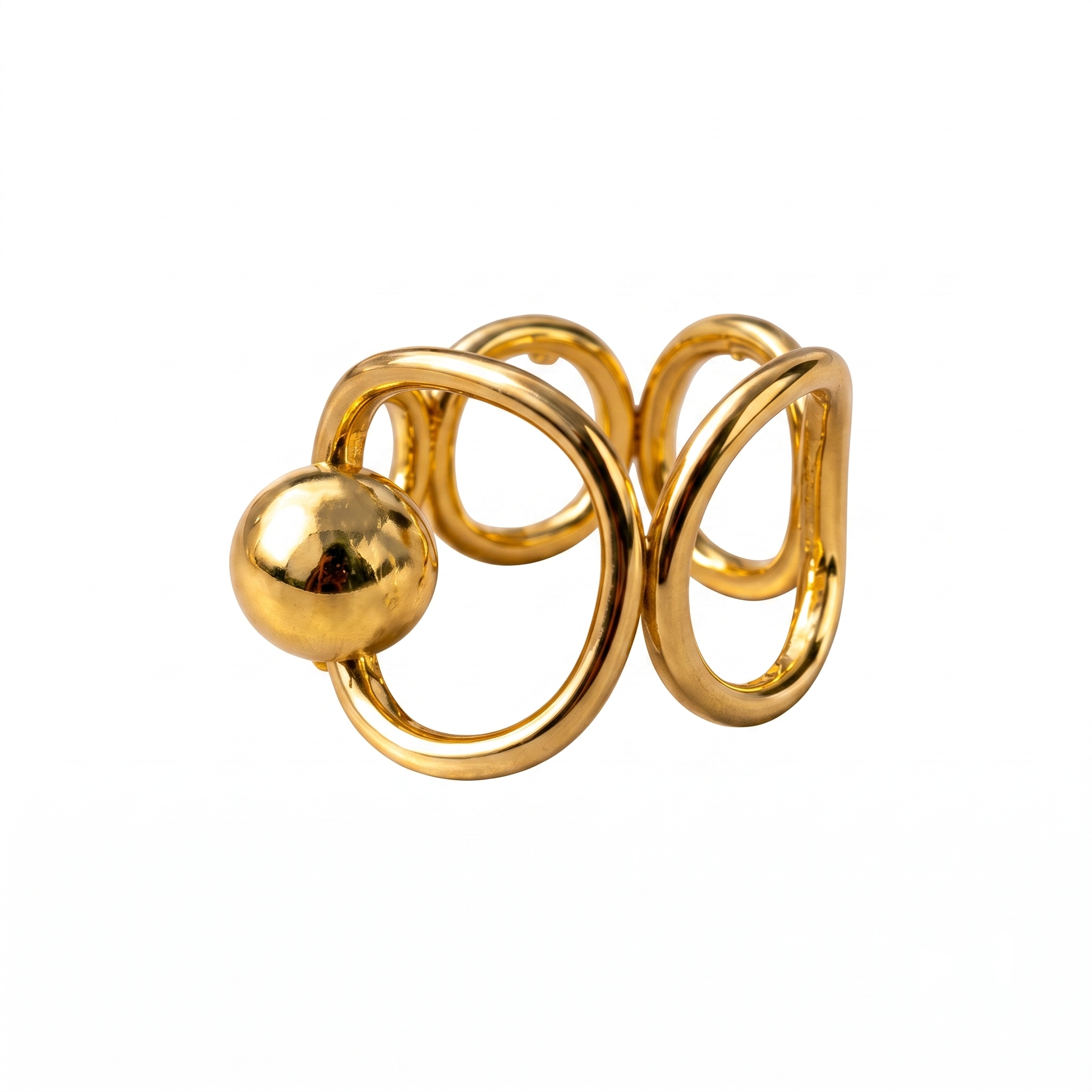 Zarvea Orbit Loop – Sculptural Gold-Tone Ring for Women